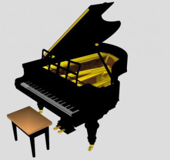 艺术家黑色钢琴SU模型下载_sketchup草图大师SKP模型