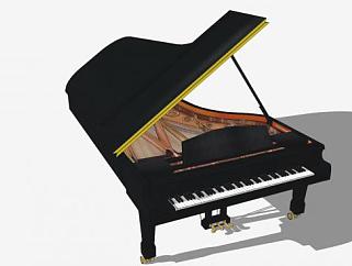 三角<em>钢琴</em>黑色乐器SU模型下载_sketchup草图大师SKP模型