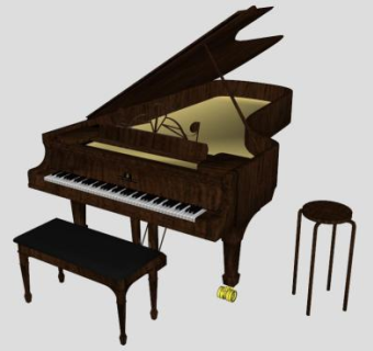 复古三角钢琴SU模型下载_sketchup草图大师SKP模型