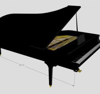 白色三角钢琴SU模型下载_sketchup草图大师SKP模型