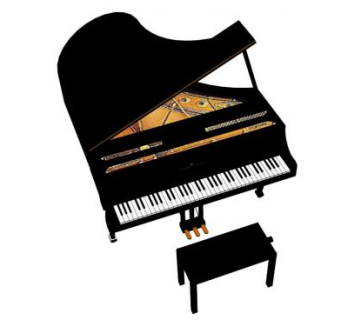 黑白键三角钢琴SU模型下载_sketchup草图大师SKP模型