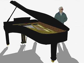 施坦威钢琴大钢琴SU模型下载_sketchup草图大师SKP模型