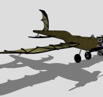 黄色螺旋桨飞机SU模型下载_sketchup草图大师SKP模型