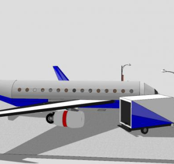 机场客机和轿车货车SU模型下载_sketchup草图大师SKP模型