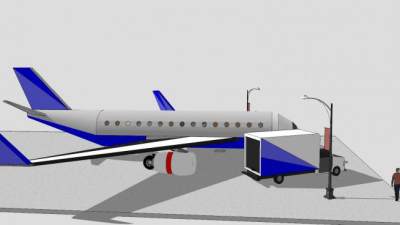 机场客机和轿车货车SU模型下载_sketchup草图大师SKP模型