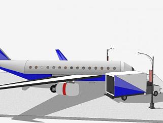 机场客机和轿车货车SU模型下载_sketchup草图大师SKP模型