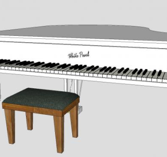 白色钢琴SU模型下载_sketchup草图大师SKP模型
