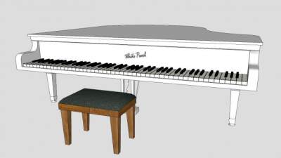 白色钢琴SU模型下载_sketchup草图大师SKP模型