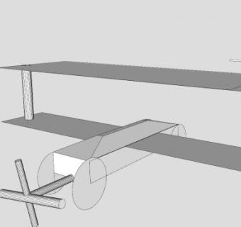 双翼飞机模架SU模型下载_sketchup草图大师SKP模型