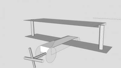 双翼飞机模架SU模型下载_sketchup草图大师SKP模型