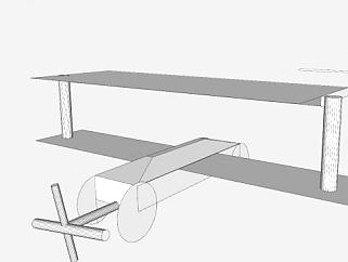 双翼飞机模架SU模型下载_sketchup草图大师SKP模型