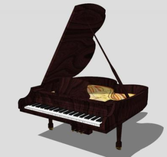 木制三角钢琴SU模型下载_sketchup草图大师SKP模型