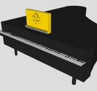 简易黑色大钢琴SU模型下载_sketchup草图大师SKP模型