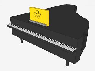 简易黑色大钢琴SU模型下载_sketchup草图大师SKP模型