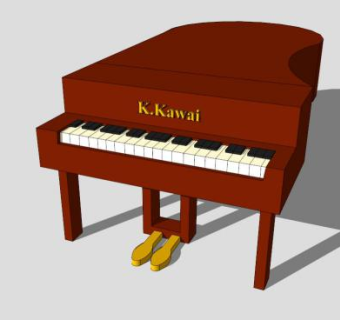 现代大钢琴SU模型下载_sketchup草图大师SKP模型