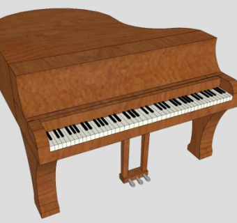 带踏板三角钢琴SU模型下载_sketchup草图大师SKP模型