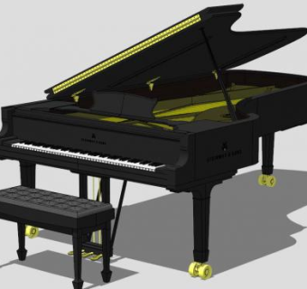 施坦威钢琴SU模型下载_sketchup草图大师SKP模型