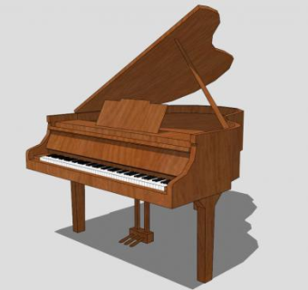 现代棕色钢琴SU模型下载_sketchup草图大师SKP模型