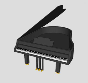 黑色音乐大钢琴SU模型下载_sketchup草图大师SKP模型