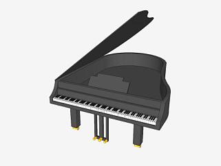 黑色音乐大钢琴SU模型下载_sketchup草图大师SKP模型