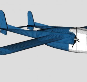 双尾翼飞机SU模型下载_sketchup草图大师SKP模型