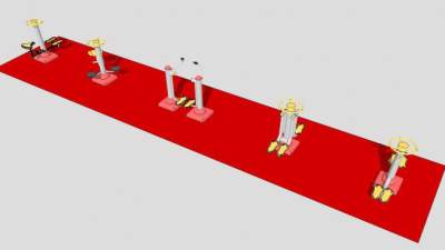 户外健身器材组SU模型下载_sketchup草图大师SKP模型