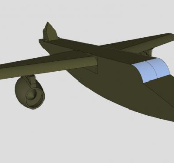棕绿色喷气式飞机SU模型下载_sketchup草图大师SKP模型