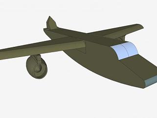 棕绿色喷气式飞机SU模型下载_sketchup草图大师SKP模型