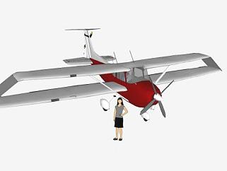 双翼螺旋桨飞机SU模型下载_sketchup草图大师SKP模型
