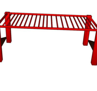 红色公用单杠SU模型下载_sketchup草图大师SKP模型