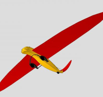 红黄后掠角飞机模架SU模型下载_sketchup草图大师SKP模型