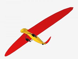 红黄后掠角飞机模架SU模型下载_sketchup草图大师SKP模型