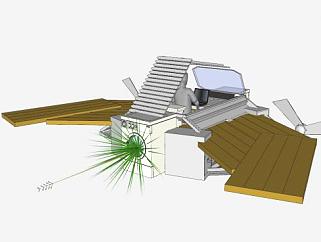 废弃物组装飞机SU模型下载_sketchup草图大师SKP模型