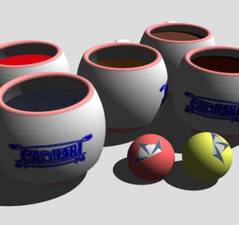 木麻黄马克杯乒乓球SU模型下载_sketchup草图大师SKP模型