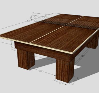 实木乒乓球桌台SU模型下载_sketchup草图大师SKP模型