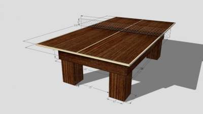 实木乒乓球桌台SU模型下载_sketchup草图大师SKP模型