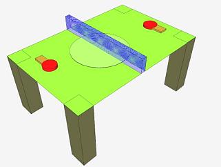 绿色乒乓球桌SU模型下载_sketchup草图大师SKP模型