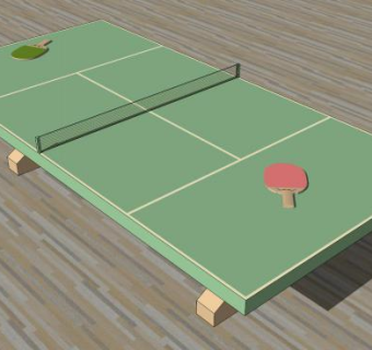 简易乒乓球桌台SU模型下载_sketchup草图大师SKP模型