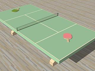简易乒乓球桌台SU模型下载_sketchup草图大师SKP模型