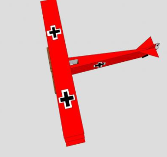 红色多翼螺旋桨飞机SU模型下载_sketchup草图大师SKP模型