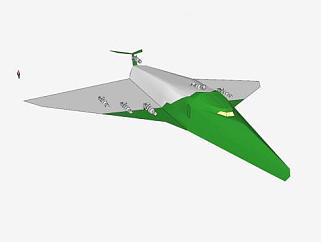 银绿色三角翼飞机SU模型下载_sketchup草图大师SKP模型