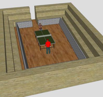 乒乓桌台场所SU模型下载_sketchup草图大师SKP模型