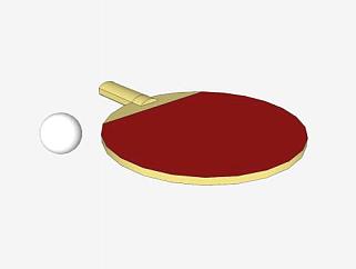 乒乓球和<em>球拍</em>SU模型下载_sketchup草图大师SKP模型