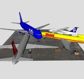 多款航空客机SU模型下载_sketchup草图大师SKP模型