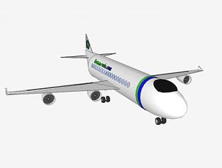 荷兰泛航航空客机SU模型下载_sketchup草图大师SKP模型