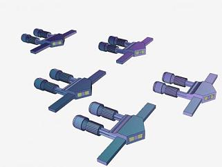 湖蓝色喷气式飞行器SU模型下载_sketchup草图大师SKP模型