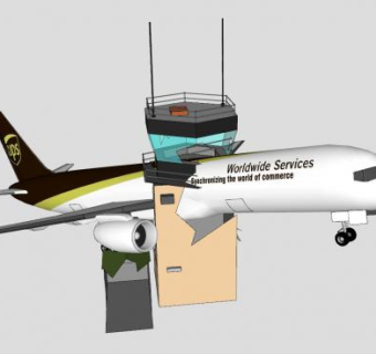 失事的UPS快递飞机SU模型下载_sketchup草图大师SKP模型