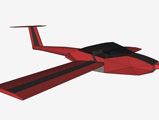 红色运动飞机SU模型下载_sketchup草图大师SKP模型