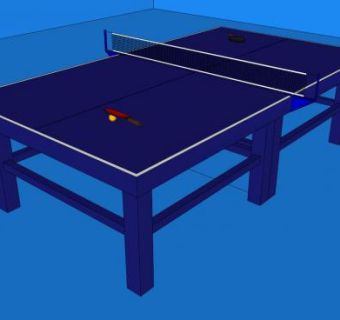 比赛桌台乒乓球SU模型下载_sketchup草图大师SKP模型