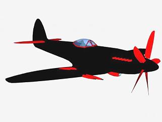 黑色特技飞机SU模型下载_sketchup草图大师SKP模型